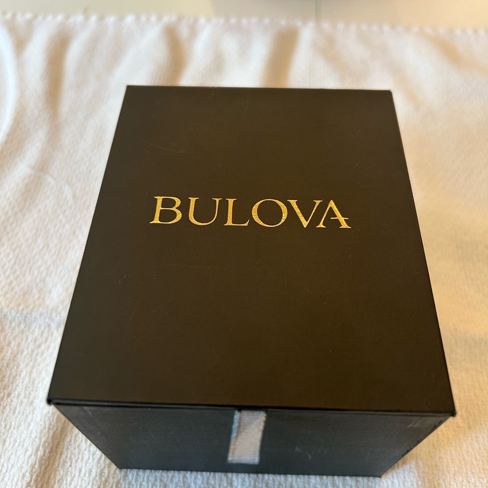 Bulova Silver Timepiece with Black Face and Swarovski Crystal detail. - Picture 8 of 8